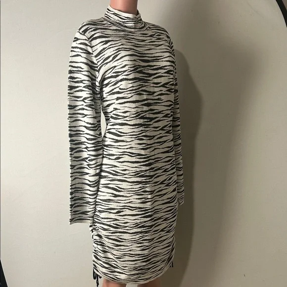 Bold Elements Sweater Dress Womens Black White Zebra Print Long Sleeve Sz XXL - Picture 8 of 14